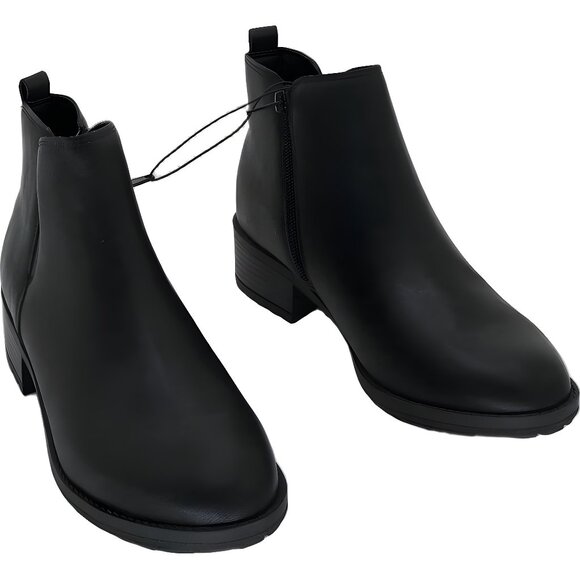 Style & Co Garnerr Lug Ankle Boots Black Side Zip Block...